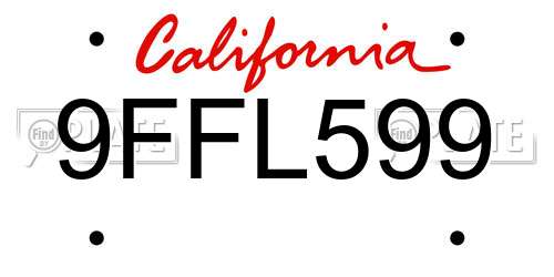 9FFL599 California License Plate