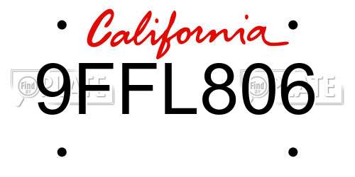 9FFL806 California License Plate