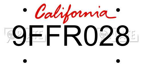9FFR028 California License Plate