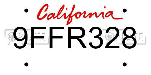9FFR328 California License Plate