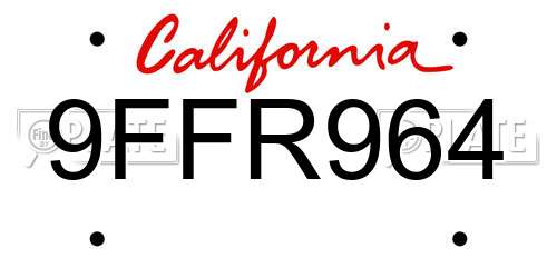 9FFR964 California License Plate