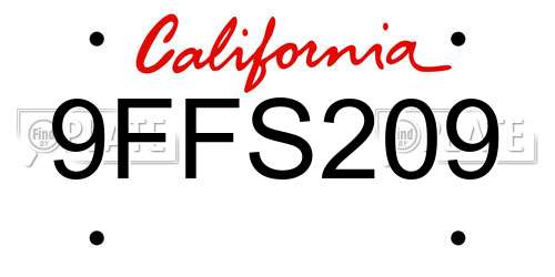 9FFS209 California License Plate