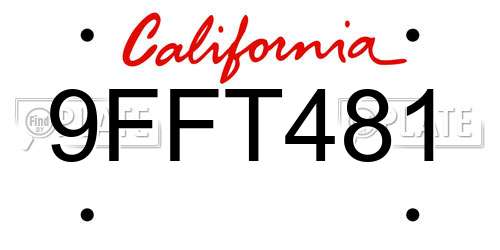 9FFT481 California License Plate