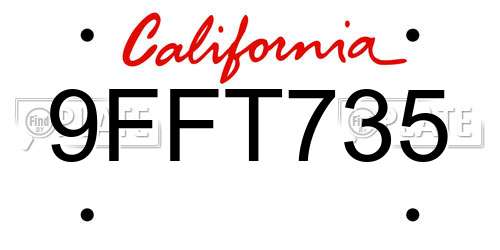 9FFT735 California License Plate