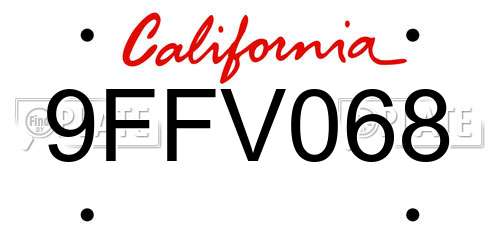 9FFV068 California License Plate