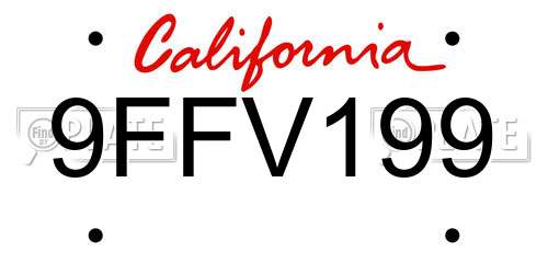 9FFV199 California License Plate