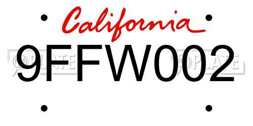 9FFW002 California License Plate