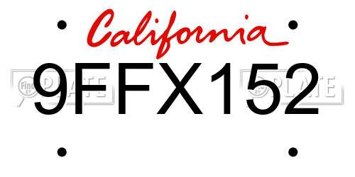 9FFX152 California License Plate