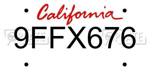 9FFX676 California License Plate