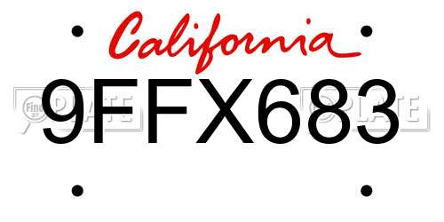 9FFX683 California License Plate