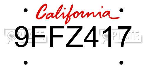 9FFZ417 California License Plate