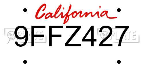 9FFZ427 California License Plate