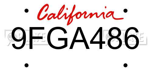 9FGA486 California License Plate