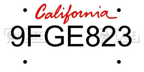 9FGE823 California License Plate