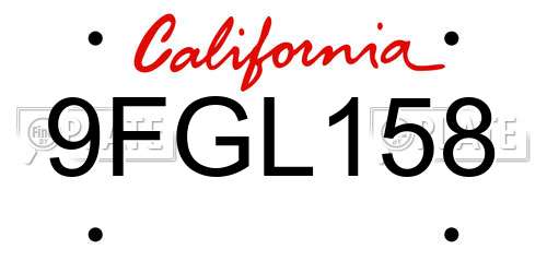 9FGL158 California License Plate