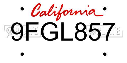 9FGL857 California License Plate