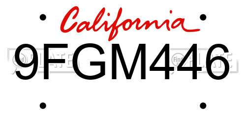 9FGM446 California License Plate