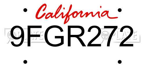 9FGR272 California License Plate