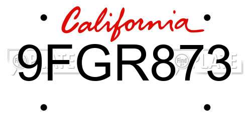 9FGR873 California License Plate