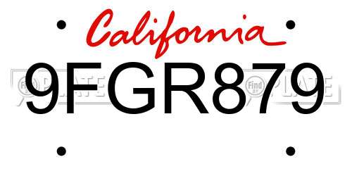 9FGR879 California License Plate