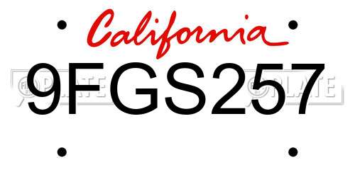 9FGS257 California License Plate