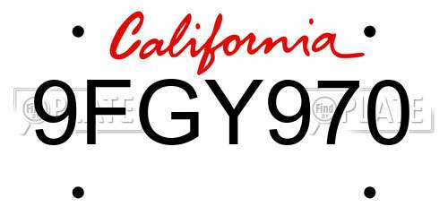 9FGY970 California License Plate