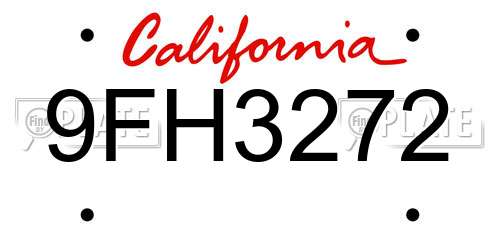 9FH3272 California License Plate