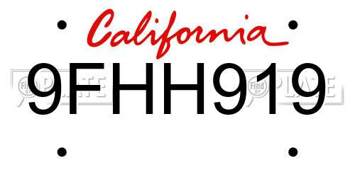 9FHH919 California License Plate