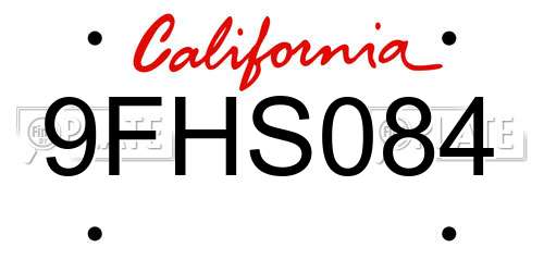 9FHS084 California License Plate