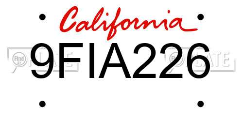 9FIA226 California License Plate