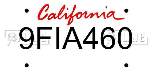 9FIA460 California License Plate