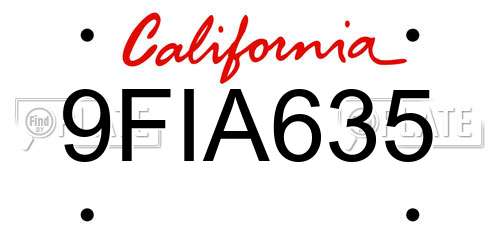 9FIA635 California License Plate