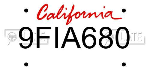 9FIA680 California License Plate