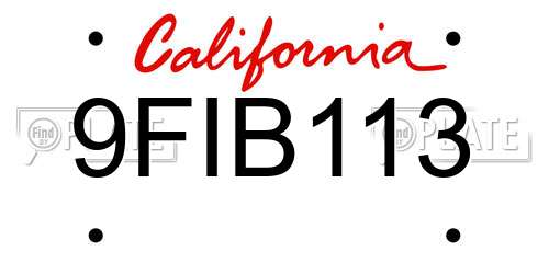 9FIB113 California License Plate