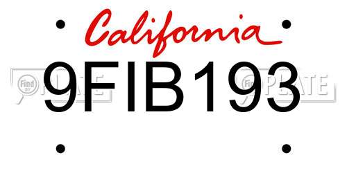 9FIB193 California License Plate