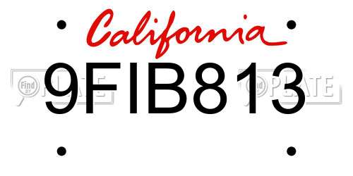 9FIB813 California License Plate