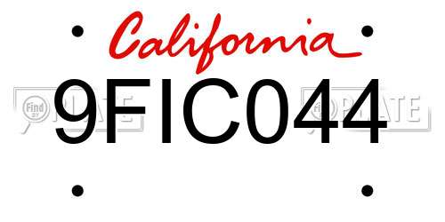 9FIC044 California License Plate