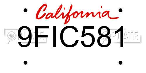 9FIC581 California License Plate