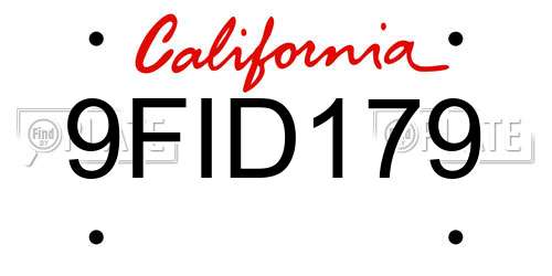 9FID179 California License Plate