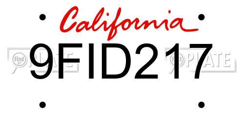 9FID217 California License Plate