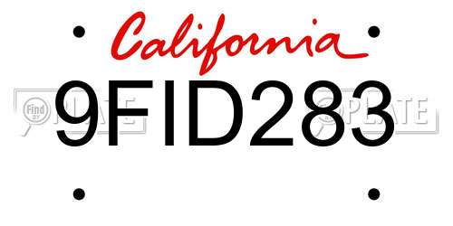 9FID283 California License Plate