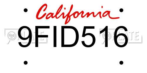 9FID516 California License Plate