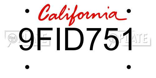 9FID751 California License Plate