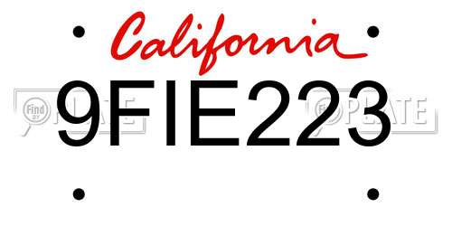 9FIE223 California License Plate