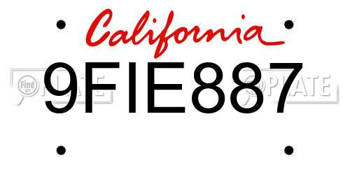 9FIE887 California License Plate