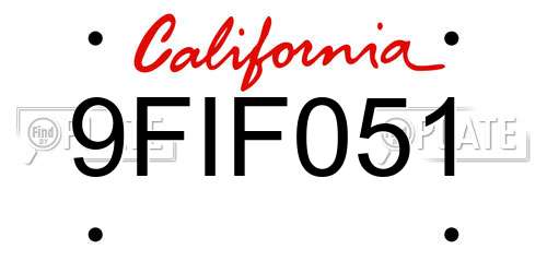 9FIF051 California License Plate