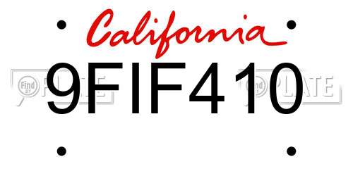 9FIF410 California License Plate