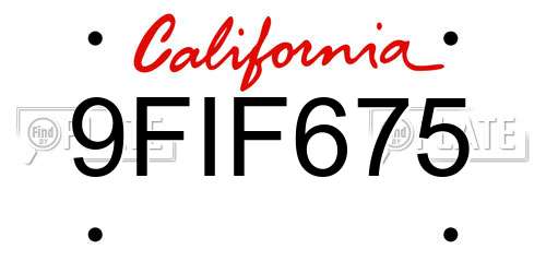 9FIF675 California License Plate