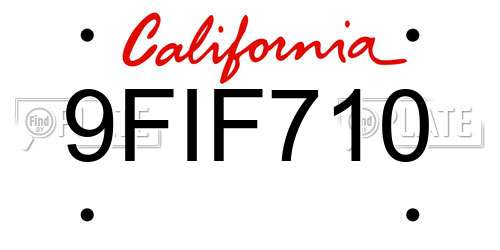 9FIF710 California License Plate