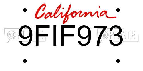 9FIF973 California License Plate